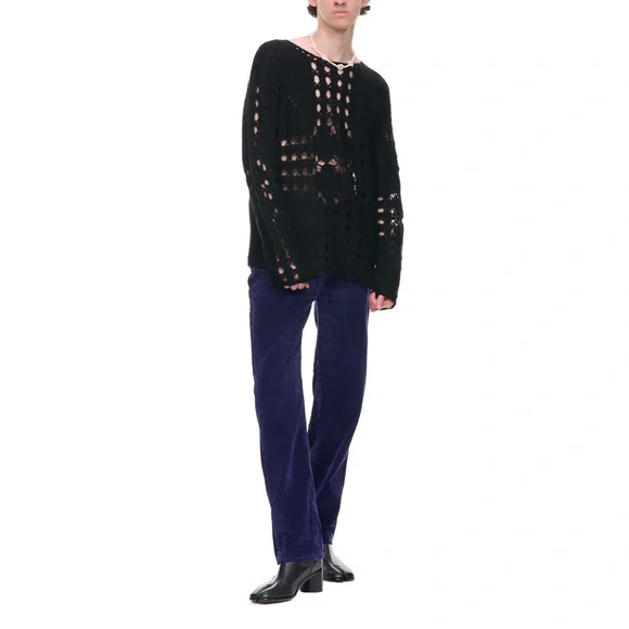 Taakk Forest Green Crochet Mohair Blend Sweater